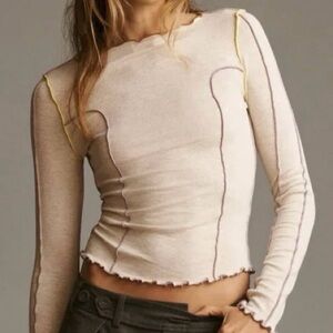 Daily Practice by Anthropologie Long-Sleeve Seamed Top - sz XL